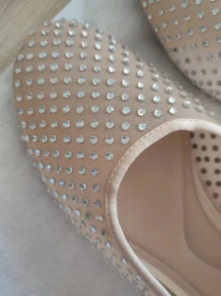 Bailarinas Zara Beige y Plateadas Talla 40