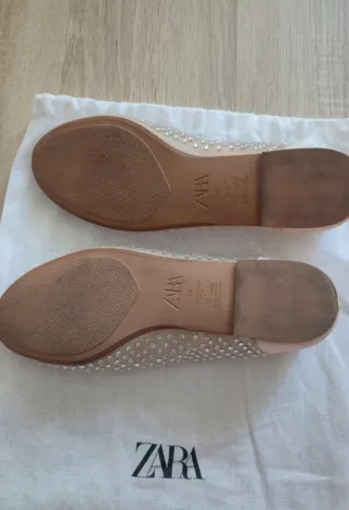 Bailarinas Zara Beige y Plateadas Talla 40