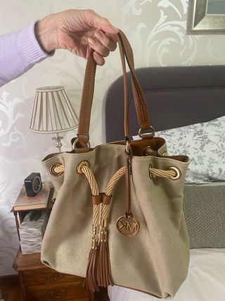 Bolso Michael Kors Beige Dorado