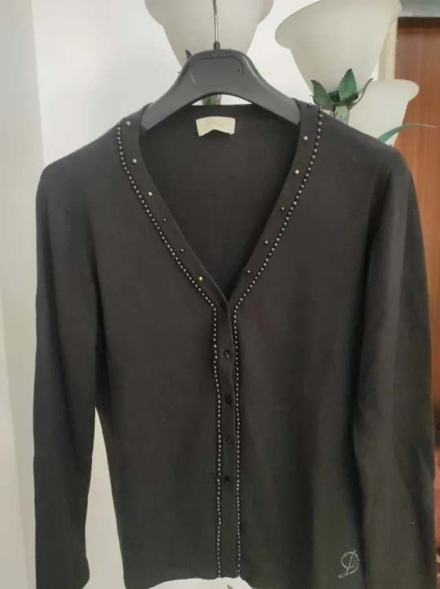 Cardigan Dorabella donna marrone con perline