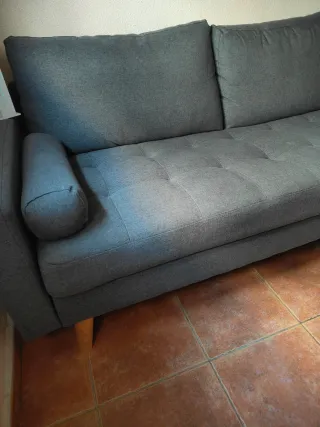 Sofá 3 plazas gris tela