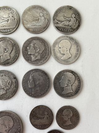 Lote 13 monedas plata España