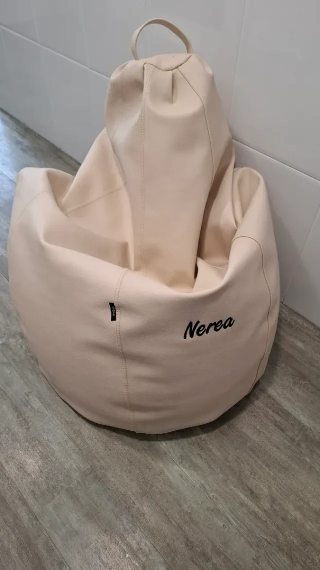 Puff asiento piel sintética beige