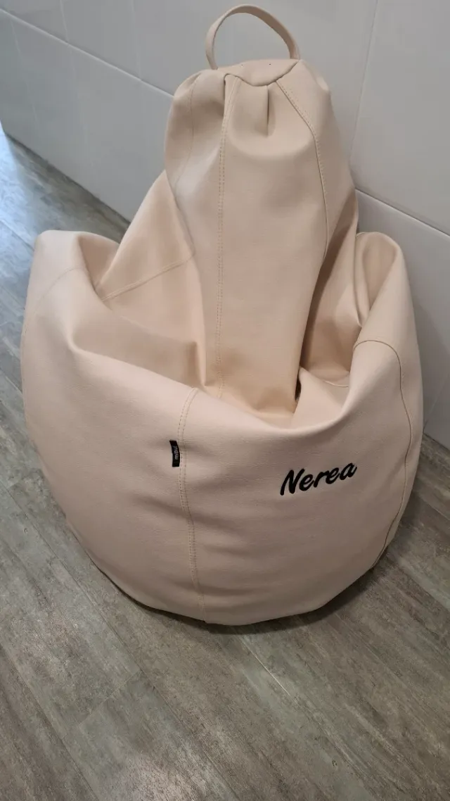 Puff asiento piel sintética beige