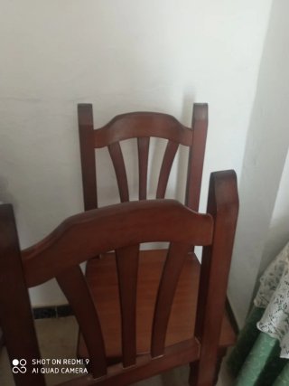 6 Sillas de Madera color nogal