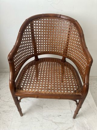 Sillón estilo Chippendale Ratán y Madera