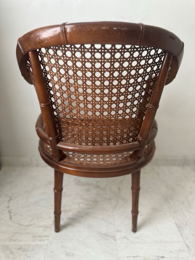 Sillón estilo Chippendale Ratán y Madera