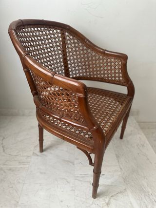 Sillón estilo Chippendale Ratán y Madera