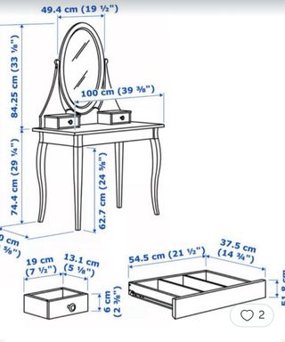 Tocador HEMNES blanco 100x50 cm