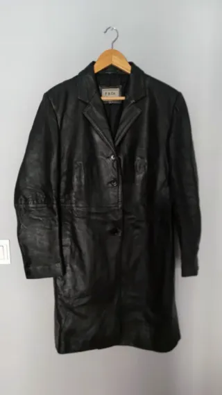 Abrigo Piel Vintage F & Co Negro