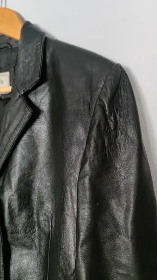 Abrigo Piel Vintage F & Co Negro