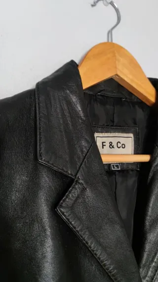 Abrigo Piel Vintage F & Co Negro
