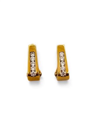 Pendientes Oro Amarillo 18kt 5 Diamantes 
