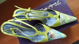 Zapatos Tacón Verde Multicolor