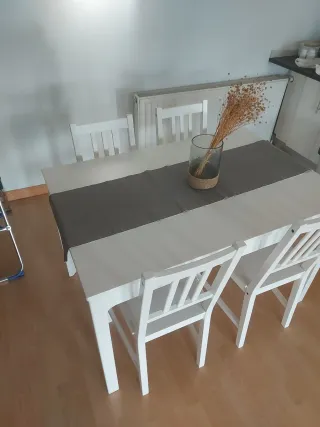 Mesa comedor extensible madera blanca