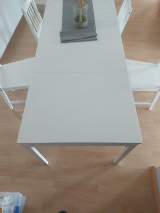 Mesa comedor extensible madera blanca