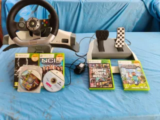 Volante Xbox 360 con pedales y juegos