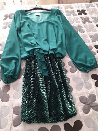 Vestido de fiesta verde lentejuelas