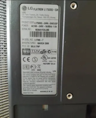 Monitor LG Flatron L1750SQ 17 TFT  Peana+Cable VGA