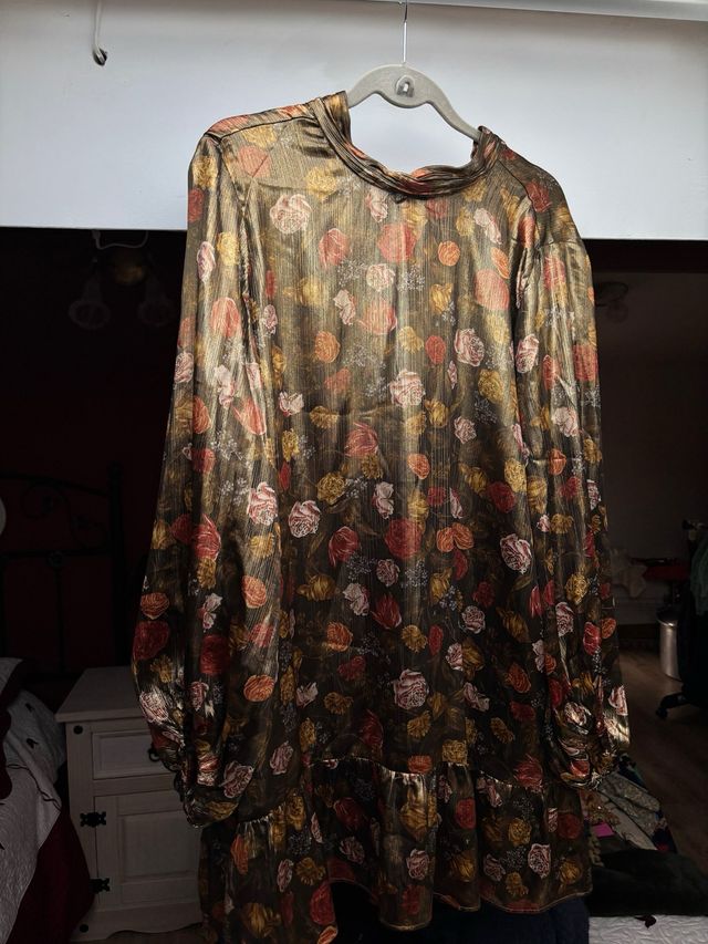 Vestido Zara floral dorado