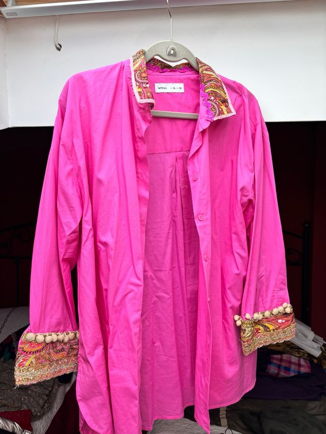 Camisa Pink con Detalles Multicolor Talla XL