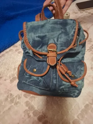 Bolso-Mochila Denim y Piel