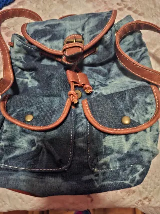Bolso-Mochila Denim y Piel