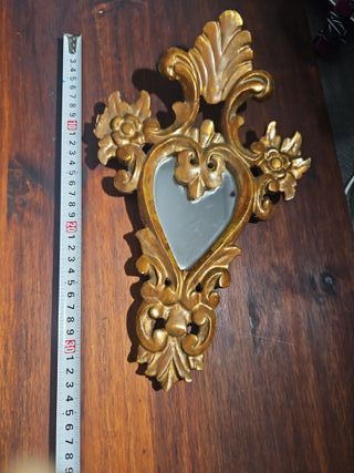 Espejo antiguo corazón dorado