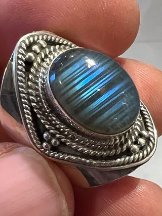 Anillo Plata 925 y Labradorita Azul