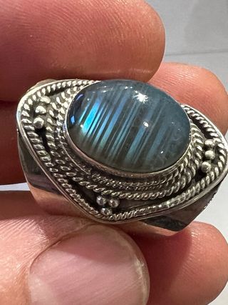 Anillo Plata 925 y Labradorita Azul