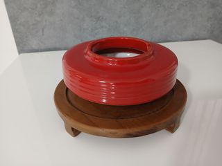 Posacenere Rosso Ceramica Vintage con Base
