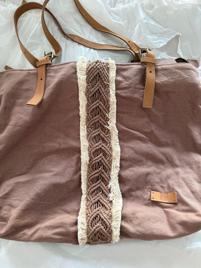 Bolso Biba Marrón con Macramé