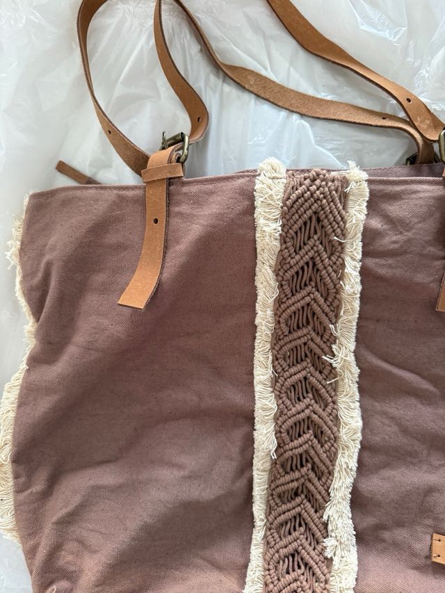 Bolso Biba Marrón con Macramé