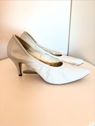 Zapatos Zara Basic Piel Blancos Talla 38