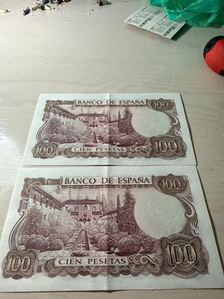 Pareja billetes 100 pesetas 1970