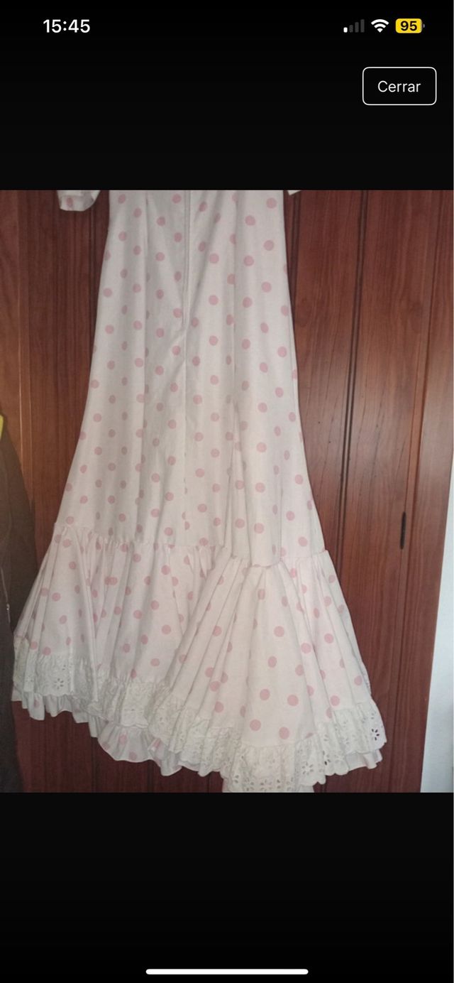 Vestido Rociera Lunares Rosa Blanco