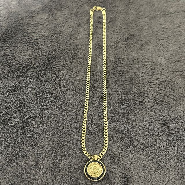 Cadena Cubana y Colgante Oro Laminado