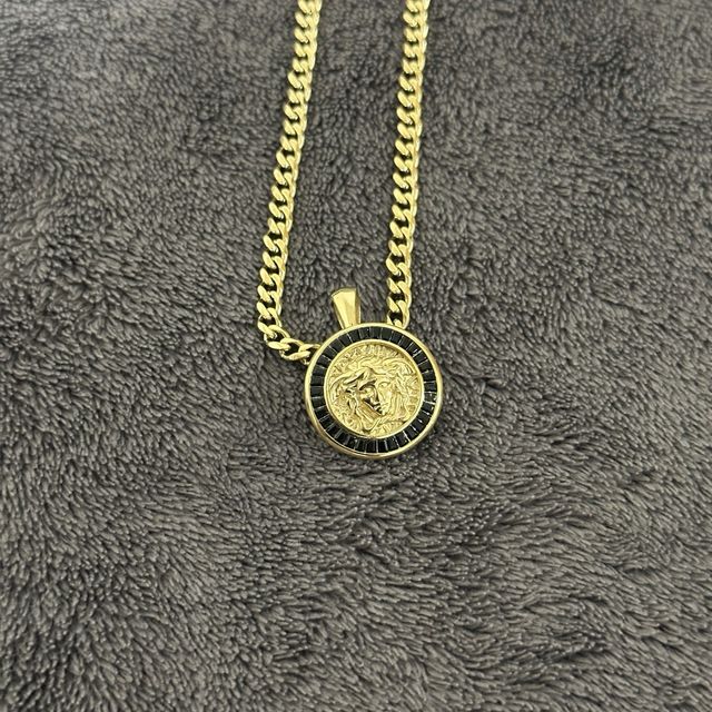 Cadena Cubana y Colgante Oro Laminado