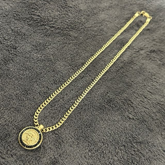 Cadena Cubana y Colgante Oro Laminado