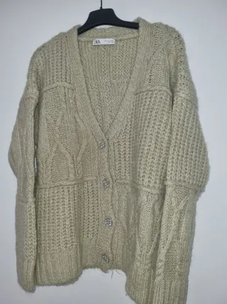 Chaqueta punto Zara verde talla s