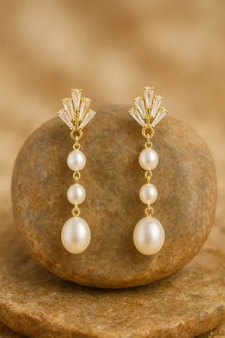 Pendientes Vintage Perlas Agua Dulce Retro