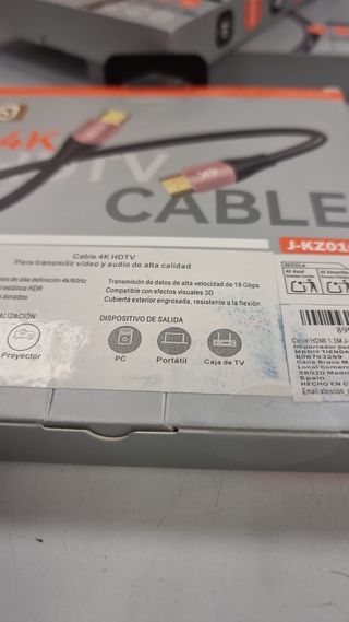 CABLE HDMI 4K 1,5M J-KZ010