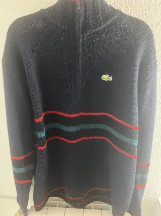 Chaqueta de Lana Lacoste vintage azul marino (L)