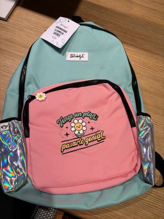 Mochila Mr. Wonderful rosa y azul (incluyó bolsa)