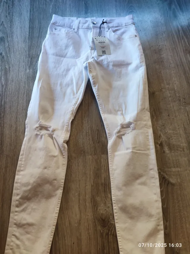 Pantalón Bershka Blanco Skinny Talla 34
