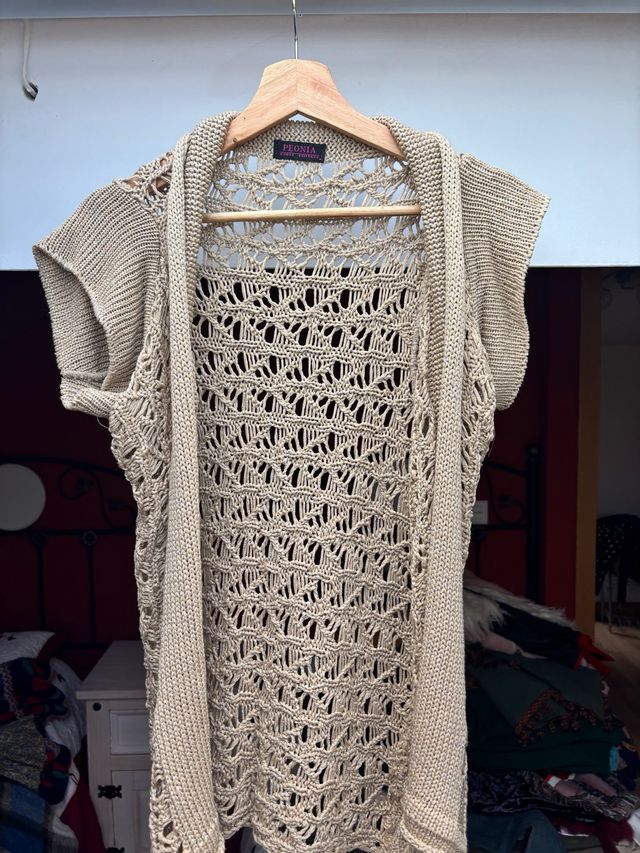 Cárdigan Peonia Beige Manga Corta Talla Única