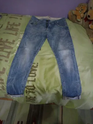 Pantalón vaquero boyfriend talla 40 ancho cómodo 