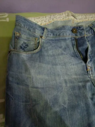Pantalón vaquero boyfriend talla 40 ancho cómodo 
