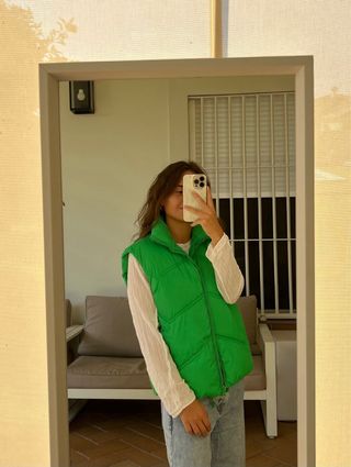 Chaleco acolchado verde Zara