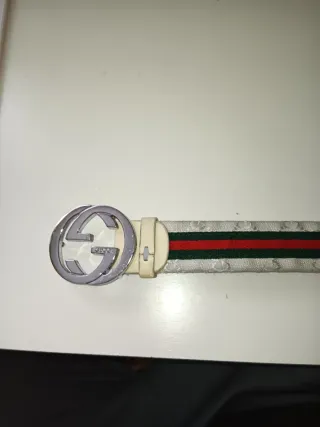 Cinturón Gucci Hombre Beige/Rojo